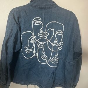 Hand Painted Utility Style Denim Jacket
